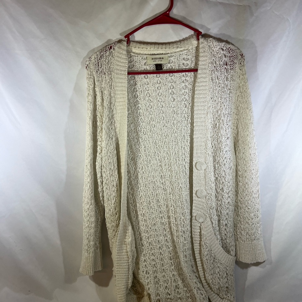 Sonoma Ivory Open-Knit Cardigan